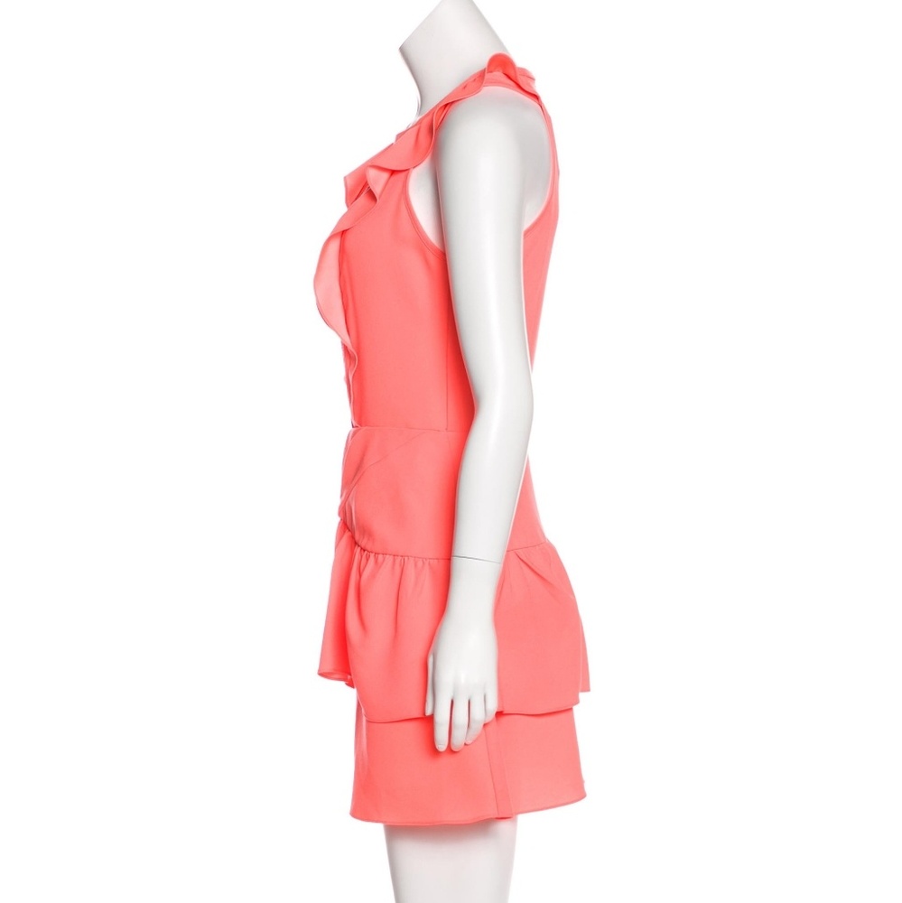 MAJE Ruffle Trimmed Coral Mini Dress, Sz T1 - Picture 3 of 7